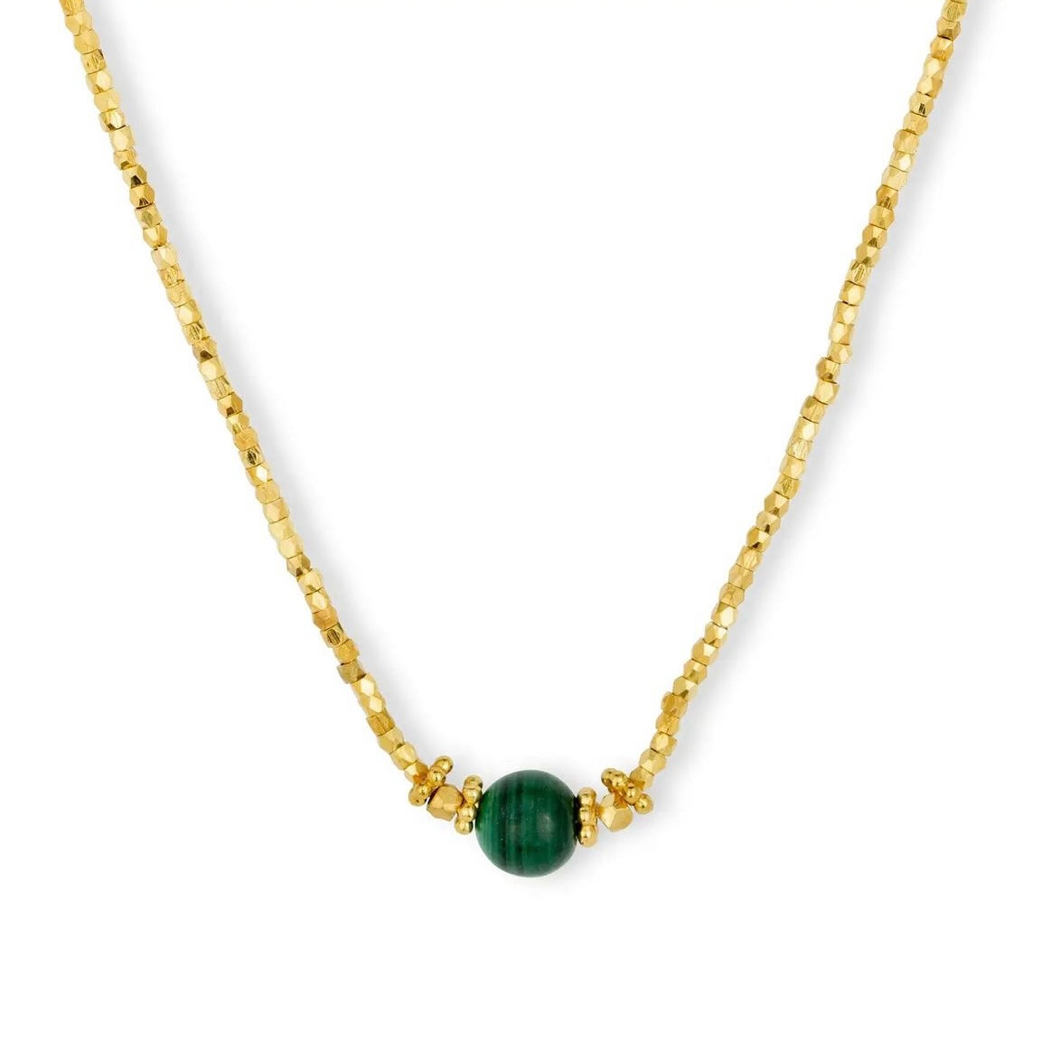 Gold Choker with Green Gemstone Bead